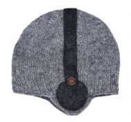Pure Wool Hand knit - stereo hat - Grey/charcoal