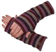 Fleece lined - Wristwarmers - heather mix stripe - berries