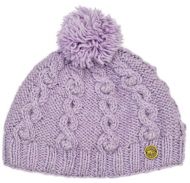 Cable bobble hat - pure wool - hand knitted - lilac