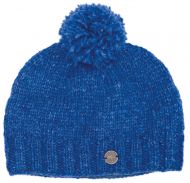 Pure Wool Plain bobble hat - hand knitted - fleece lining - blue pepper