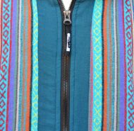 Brushed gheri cotton - hooded jacket - Turquoise