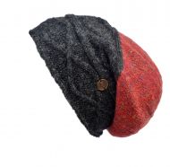 Pure Wool Fjord slouch hat - Charcoal/rust heather