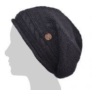 Pure wool - half fleece lined - cable slouch hat - Smoke