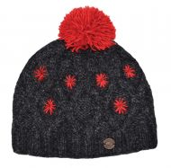 pure wool - diamond cable bobble hat - Charcoal/Red