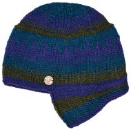 Pure Wool Half fleece lined - Helmet Hat - Blue/Teal
