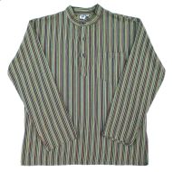 Light weight - Striped Cotton Shirt  - Greens
