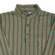 Light weight - Striped Cotton Shirt - Greens/Red