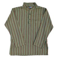 Light weight - Striped Cotton Shirt - Greens/Red
