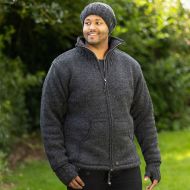 Fleece lined - pure wool jacket - Charcoal