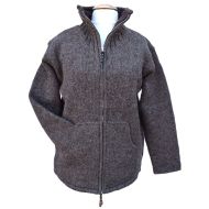 Fleece lined - pure wool jacket - Brown
