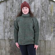 hand knit jumper - two tone - Green/brown