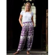 Elephant Print Harem Pants - Purple