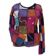 Hand embroidered - patchwork top - multicolours