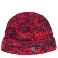 Pure Wool Two tone turn up beanie - red/smoke