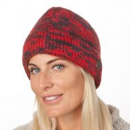 Pure Wool Two tone turn up beanie - red/smoke