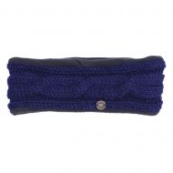 Pure Wool Fleece lined headband - cable - Dark blue