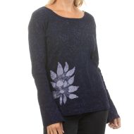 Batik flower top - deep blue