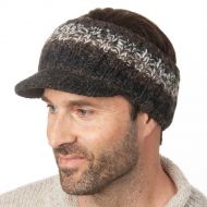 Pure Wool Hand Knitted - Peaked Headband - grey mix