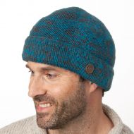 Two tone turn up - beanie - pure wool - ocean / grey