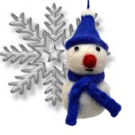 Felt - Christmas Decoration - Snowman - Blue