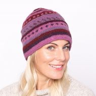 NAYA - Pattern Beanie - pure wool - berries