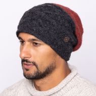 Pure Wool Fjord slouch hat - Charcoal/rust heather
