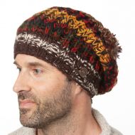 Pure wool - chunky rib slouch - Dark Multi coloured