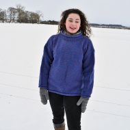 hand knit jumper -  heather - blue