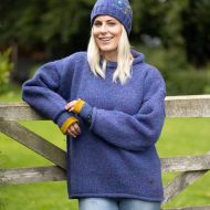 hand knit jumper -  heather - blue