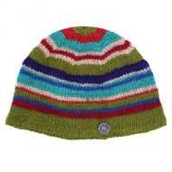 NAYA pure wool - random stripe beanie hat - green