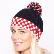 Pure wool - Checkmate Bobble - Black/red/white