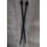 Hand carved - dark wood - knitting needles