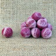 pure wool - 10 handmade felt balls - dark cherry red/cream