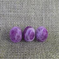 Hand rolled - pure wool - felt balls - deep purple/cream