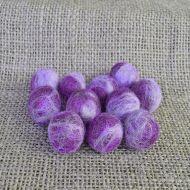 Hand rolled - pure wool - felt balls - deep purple/cream