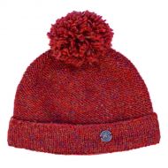 Pure wool - turn up bobble hat - rust heather