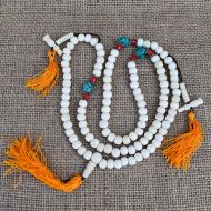 Mala beads - hand carved bone -  with guru bead