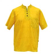 Wonky Wardrobe - Short sleeved cotton shirt  - overdyed - yellow/green