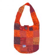 Mantra and plain - short handle patchwork Bag - orange/red