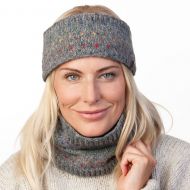 NAYA - pure wool fleece lined - rainbow tick headband - mid grey/rainbow