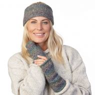NAYA - pure wool fleece lined - rainbow tick headband - mid grey/rainbow