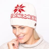 Pure wool - retro style - single snowflake - white with red