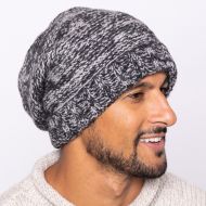 Pure wool - turn up - two tone slouch hat - mid grey/charcoal