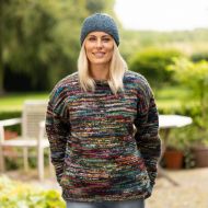 Pure new wool - hand knited and knotted jumper - electric - greys