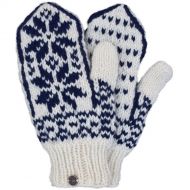 Hand knit - double snowflake mitten - blue