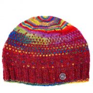 Pure Wool Hand knit - solar tick beanie - rust heather/rainbow