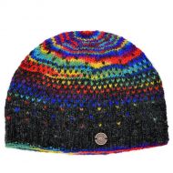Pure Wool Hand knit - solar tick beanie - charcoal/rainbow