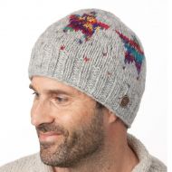 Pure Wool Hand knit - electric stars beanie - pale mid grey
