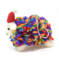 Hand Felted - Christmas Decoration - Sheep - Rainbow tie dye