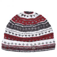 Pure Wool Turn up - pattern beanie hat - natural browns/red